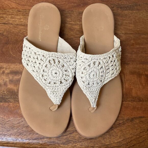 Tommy Bahama Women's Crochet Sandals in Cream and Tan - Picture 5 of 6